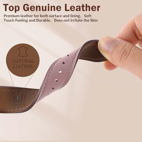 Genuine Leather Band Compatible with Apple Watch Bands for Women Men 49mm 46mm 45mm 44mm 42mm 41mm 40mm 38mm, Soft Leather Replacement Strap for iWatch Ultra/SE/Series 11 10 9 8 7 6 5 4 3 2 1