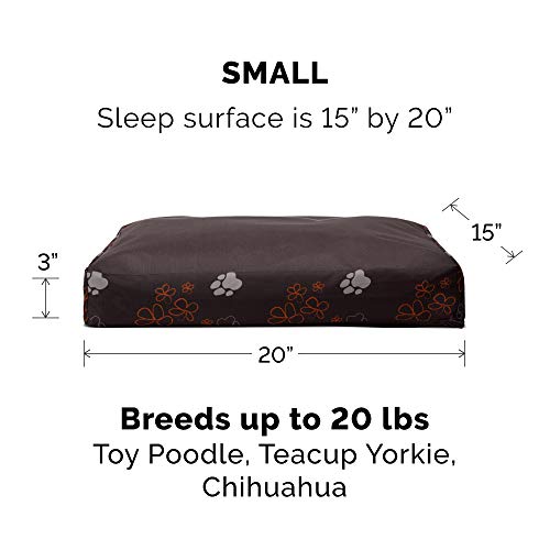 Image of Furhaven Water-Resistant Pillow Dog Bed for Small Dogs w / Removable Washable Cover - Indoor & Outdoor Garden Print Mattress - Bark Brown, Small