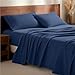 100% Cotton Velvet Flannel Sheet Set - Extra Soft Heavyweight - Double Brushed Flannel - Deep Pocket (Split King, Dark Blue)