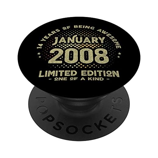 Regalo 14 años Cumpleaños Niño Niña - Enero 2008 PopSockets PopGrip Intercambiable