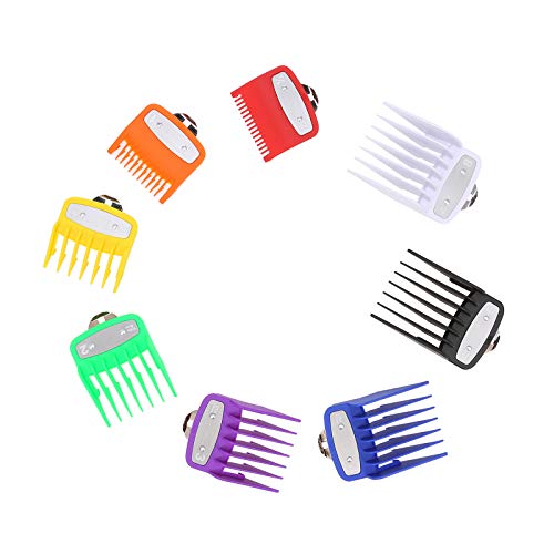 Sunbaca 8 PCS Guia de Corte Pente Barbeiros Conjunto de Ferramentas de Cabeleireiro Limite Colorido