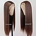 Missyvan Lace Front Wig Straight Hair Brown Color Long Wigs Glueless Heat Resistant Fiber Hair Dark Brown Synthetic Lace Front Wigs for Fashion Women