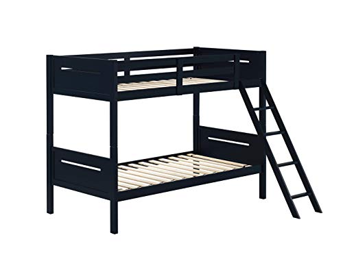 Coaster Home Furnishings Littleton Solid Wood Twin Over Twin Bunk Bed, Navy Blue #TOP2