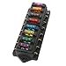 Produktbild QitinDasen Premium KFZ 8-Fach Sicherungshalter, Universal Standard Blade Sicherungskasten, Sicherungsblock mit Abdeckung, 10Pcs Standard Flachsicherung, für Auto Boot Marine Trike (12V / 24V)