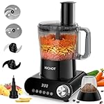 12 Cup Food Processor & Vegetable Chopper,French-Fry-Cutter, Stepless Speed,Digital Timer,Large Feed Chute,Ice Creshing,Chopping, Shredding, Slicing and Doughing,600W for Home Use,Black
