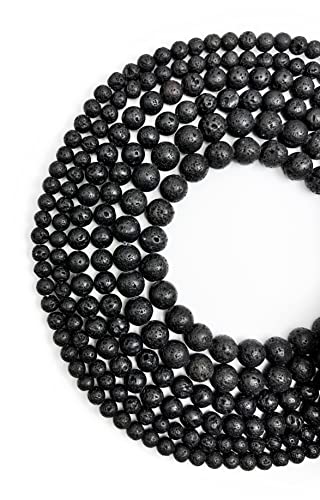 Qiwan Natural String of Jewellery Stones, Round Loose Beads for DIY Jewelry Making, 1 Strand/15 Inches (Black Lava Stone Gemstone, 6mm) Qiwan Natural String of Jewellery Stones, Round Loose Beads for DIY Jewelry Making, 1 Strand/15 Inches (Black Lava Stone Gemstone, 6mm)