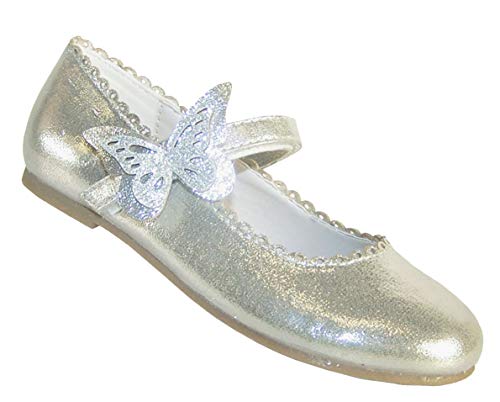 Zapatos de bailarina para niñas con adornos de mariposas, color plateado, color...