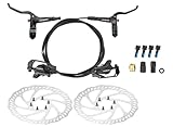 GRELiving Hydraulische Fahrrad Scheibenbremse Set,Vorne & Hinten Bremsbelag,Hydraulic Brakes,Fahrrad Bremsscheibe Setsuitable Für Universal,Mountainbike, Rennrad (Link+Recht)