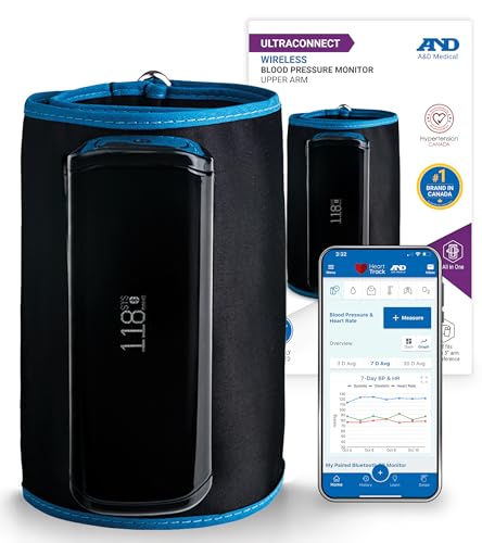 A&D Medical Multi-User Bluetooth Blood Pressure Monitor for Home Use - UA-1200CNBLE - Wide Range Cuff (8.6-16.5" / 22-42cm), Up to 6 Users. Compact Design, Rechargeable Battery and USB Charging Cable