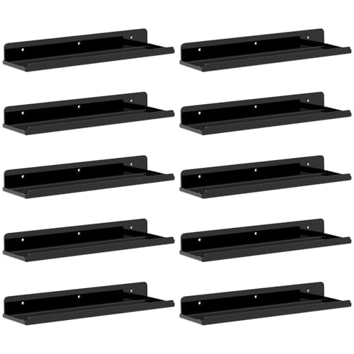 Image of Lifewit Acrylic Floating Shelves for Wall 14 inch Black, 10 Pack