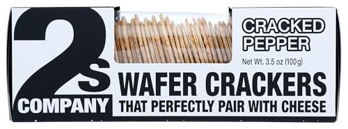 2's Company Cracked Pepper Wafer Cracker for Cheese, 3.5 Oz