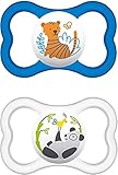 Contenido y detalles: juego de chupetes de silicona suave SkinSoft de MAM Air, con caja de esterilización y almacenamiento, número de artículo: 6621881120