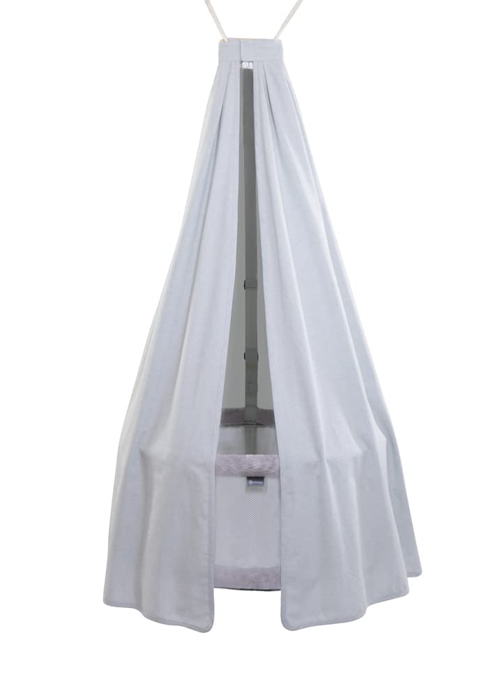 Betthimmel Vorhang für die Babywiege, Schaukel - 156 cm, Baldachin aus 100% Baumwolle in Hellgrau