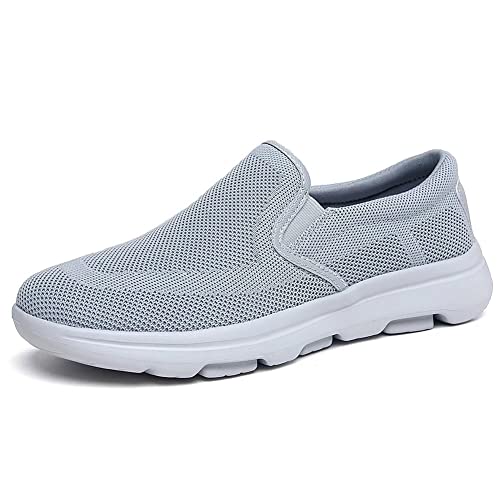 TIOSEBON Men's Casual Slip On Walking Shoes -Comfortabl Mesh Deck Driving Work Sneakers 6.5 US Gray