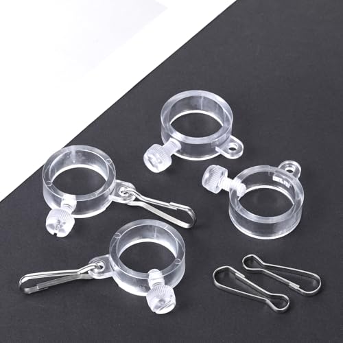 FdcZeyxior 4 PCS Flag Pole Ring Clip with Fixed Hook, Anti Wrap Flagpole Mounting Rings Transparent Plastic Flags Rings Flags Pole Accessories and Parts for 3/4\" to 1\" Diameter Flagpoles