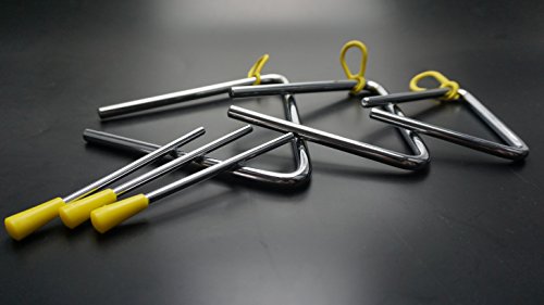 Bilipala Steel Rhythm Musical Percussion Triangle Instruments with Strikers, Set of 3
