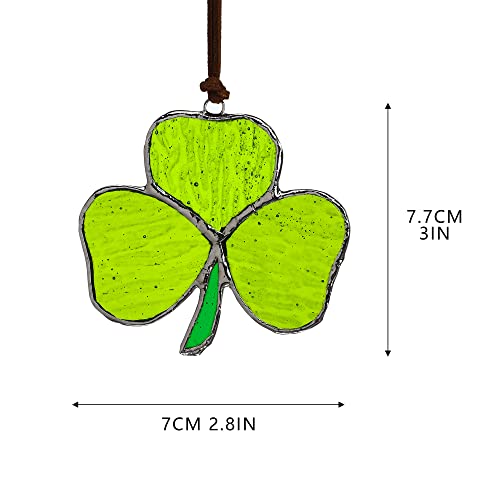 Handmade Clover Stained Glass Suncatcher And Clear Crystal Ball Prism Suncatcher Hanging With Sunflower Ornament #TOP3
