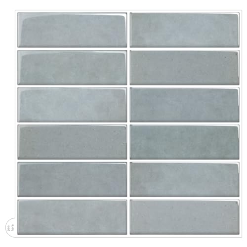 AdoDecor Peel and Stick Backsplash for Kitchen - New Upgrade 12" x 12" Large Premium Subway Tile, Blue 10-Sheet
