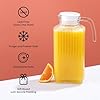 JoyJolt 60oz Glass Pitcher with Lid (2 Lids) - Beverage Serveware and Storage Container for Cold Drinks and Liquids. Juice Container, Water Jug, Fridge Pitcher for Iced Tea or Milk