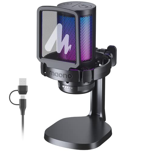MAONO Microfono USB para Gamer, Microfono PC RGB con...