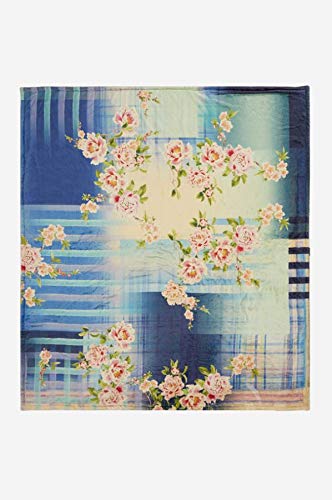 Johnny Was Blanket Paradise Blue Blanket Reversible Black Large Throw Blankie Bag New #TOP2