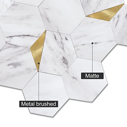 AdoDecor Peel and Stick Backsplash for Kitchen,New Upgrade Premium Hexagon Peel and Stick Backsplash, Seamless Backsplash Tile for Bathroom,（10-Sheet Carrara White Marble and Metal Gold） by AdoDecor - Used condition - Image 7