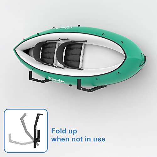 WALMANN Kayak Storage Rack, Wall Mount Kayak Hooks for Garage Kayak Wall Hangers for Kayak, Surfboard, Skiis, Snowboard, Paddle Board(2 Pairs for 2 Kayaks) - Thumbnail 4