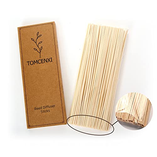 TOMCENXI 120PCS Reed Diffuser Sticks,10 Inch Natural Rattan Wood Sticks,Diffuser Refills,Essential Oil Aroma Diffuser Replacements Sticks for Home,Office