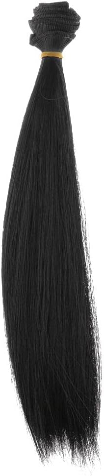 25x100cm Straight Hair Heat Resistant Doll Hair - 16 Pieces - Black, for BJD Dolls - Adults, Indoor Use