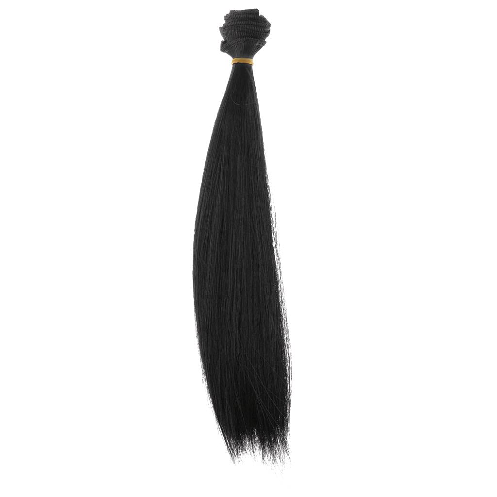 25x100cm Straight Hair Heat Resistant Doll Hair - 16 Pieces - Black, for BJD Dolls - Adults, Indoor Use