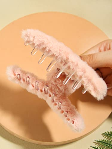 Large Claw Clips For Thick Hair, Furry Big Thin Claws Clamps, Banana Strong Hold Hair Jaw Clip Grips, Non-Slip Medium Acrylic Clips, Hair Styling Accessories Women Girls'christmas Gifts, 4 Pack Mixed Colors #TOP1