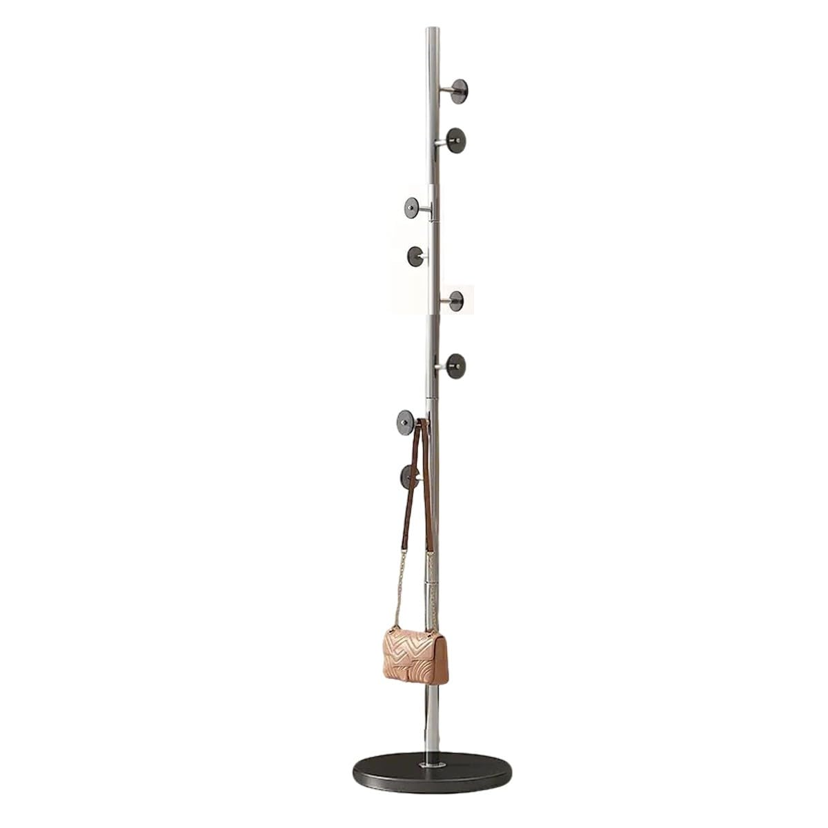 Bananaww Stainless steel coat rack freestanding, Metal Coat Tree Freestanding with 8 Hooks, Stury Metal Base for Entryway, Hallway, Bedroom