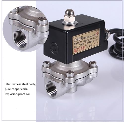 Électrovanne normalement fermée acier inoxydable 1-1/2 eau 220V NPT 220VAC - 3