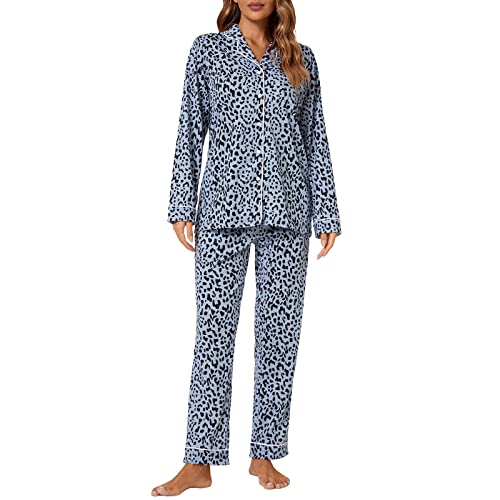 Image of Tugege Pajamas Set Long Sleeve Sleepwear Womens Button Down Nightwear Pj Sets