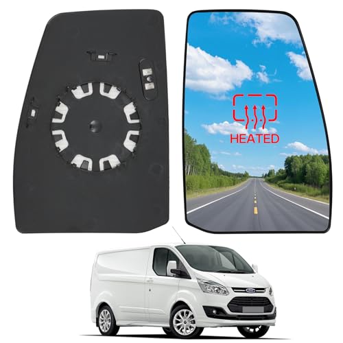 Convitex Heated Right Wing Mirror Upper Glass - Compatible with Ford Transit Custom 2012- Driver Side Door Wing Mirror Convex with Backing Plate