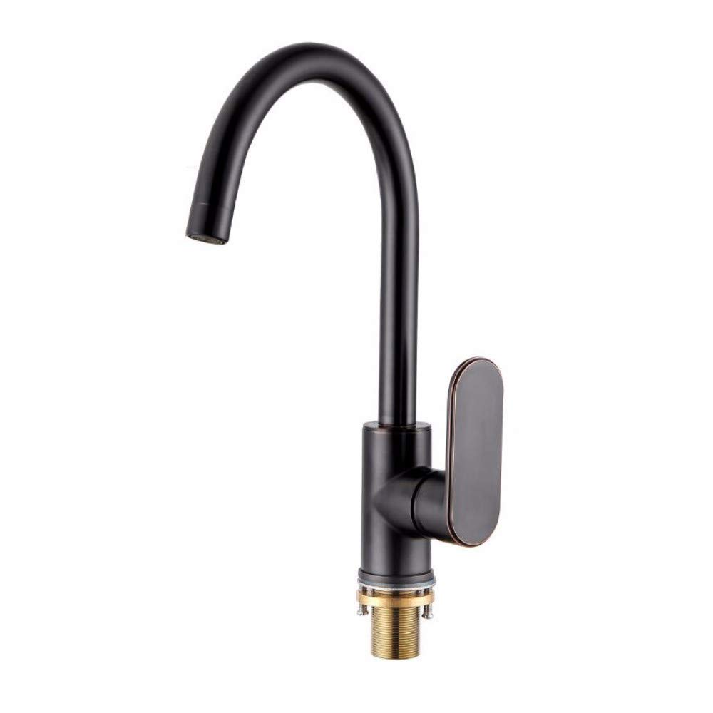 Ornaments Rubinetto Rotante per lavello da Cucina con Rubinetto Acqua Calda e Fredda monoforo retrò Nero Sculpture