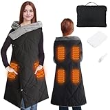 Outdoor Heated Blanket with 10000mAh Power Bank, Battery Operated Cordless Electric Heating Throw with 3 Heat Settings, Fast Heating Wearable USB Throw for Camping, Travel, Office & Home Use Black