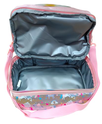 Image of Lunch Bag for Kids, Lunch Bag for Office Men, Women and Kids, Canvas Tiffin Bags for School, Picnic, Work, Carry Bag for Lunch Box and Water Bottle (Unicorn Light Pink)