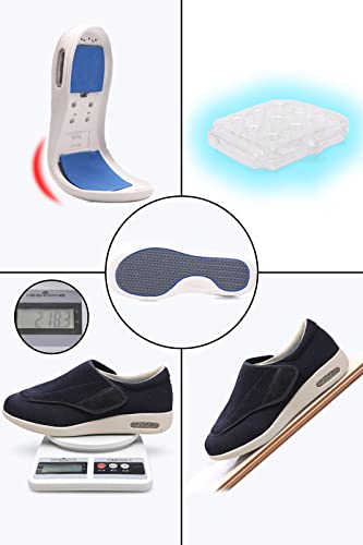 Youyun Diabetic Shoes For Elderly Men Wide For Men Walking Shoes Adjustable Closure Breathable Lightweight Width X-Wide Non Slip Air Cushion Sneakers For Swollen Feet Edema,Blue 9 #TOP2
