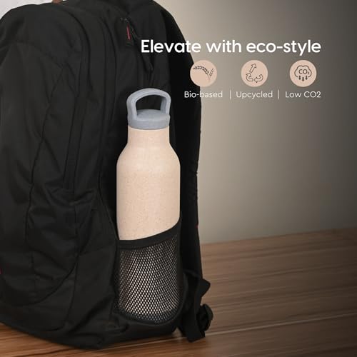 Image of Eha Earth Friendly Eco Spring Water Bottle for Office & Schools | Stainless Steel Water Bottle for Kids and Adults Made with Rice Husk | Leakproof |1 Unit, 900 ml | Azure