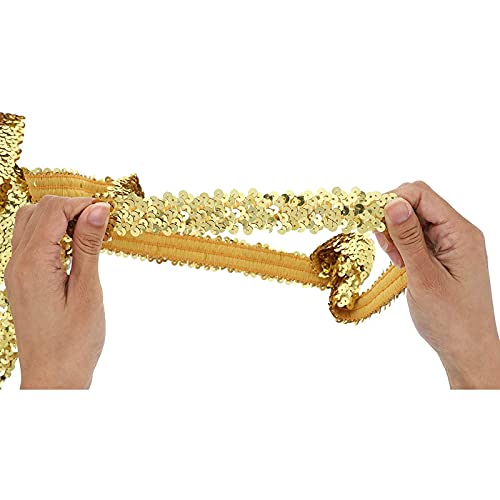 Bright Creations Elastic Sequin Ribbon Trim, Gold #TOP2