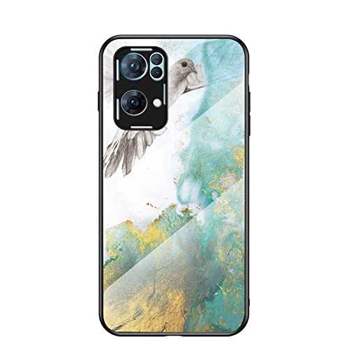Jiajihua Cover Compatible with Oppo Reno7 Pro 5G 【PC Panel+Tempering Glass+TPU Silicone】 3 in 1 Shockproof Phone Case Blue