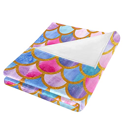 Naanle Watercolor Mermaid Scale Crystal Velvet Throw Blanket #TOP21