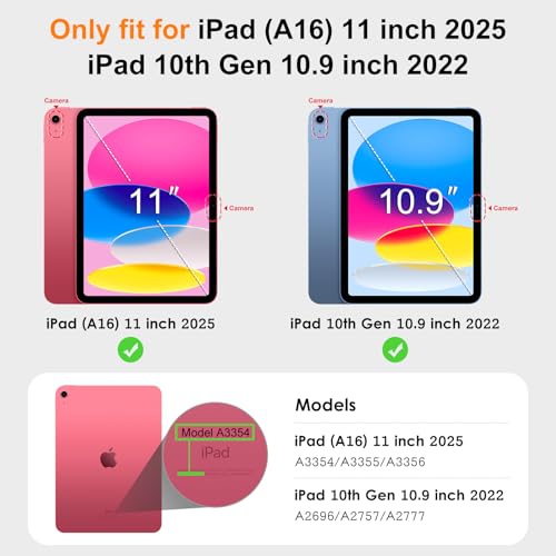 DTTO for iPad (A16) 11th Generation Case 11 Inch 2025, iPad 10th Generation Case 10.9 Inch 2022, Slim Tri-fold Stand Soft TPU Back Protective Cover with Pencil Holder - Auto Sleep/Wake, Lavender by DTTO - Image 2