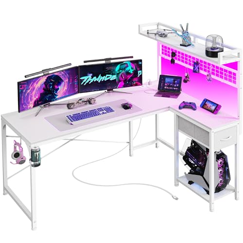 PRAISUN 53 Inch L Shaped Desk White