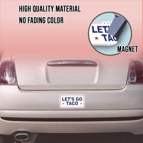 Image of Magnet Sticker Subtle Let's Go Taco Magnetic Anti Funny Leftist Feminist Social Justice Human Rights White Magnet for Bumper, Refrigerator, Cruise Door, Car, Truck 7.5x3.75in