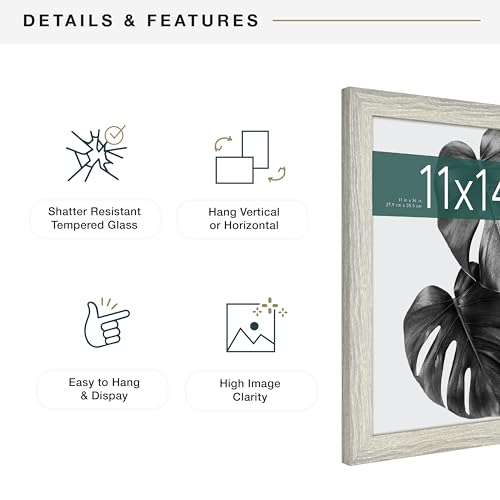 MCS Studio Gallery 11x14 Picture Frame Gray Woodgrain, Rectangle Photo Frame for Photos, Posters & Art Prints (1-Pack)