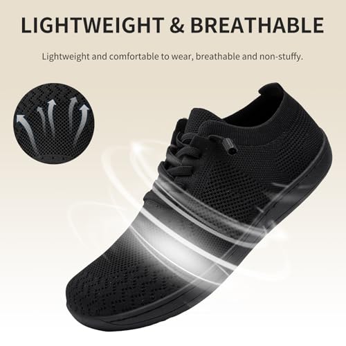 SDYJQS Womens Wide Width Barefoot Shoes Zero Drop Sneakers Black 7 by SDYJQS - Used condition - Image 4