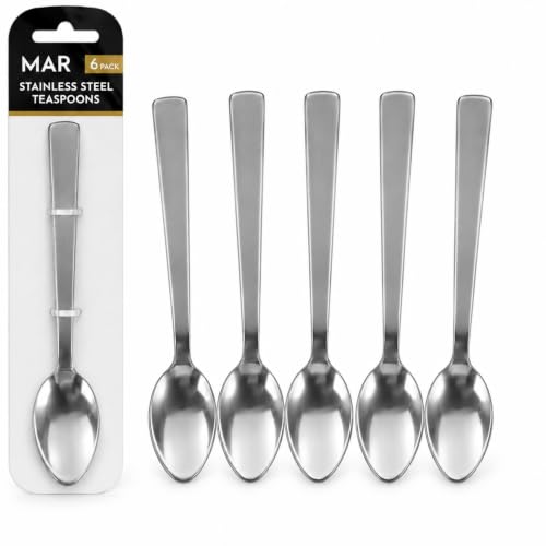 Image of MAR Teaspoons Set of 6 Stainless Steel Small Coffee Dessert Spoons Cafe Tea