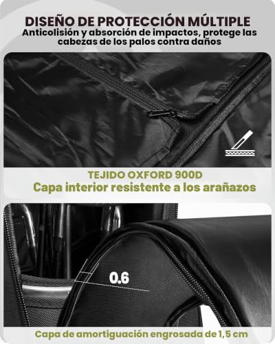 Miniatura 2 de Outdoormaster Bolsa De Viaje Acolchada De Golf Con Ruedas Reforzadas, 900d Oxford Resistente Al Desgaste E Impermeable, Bolsa De Viaje De Golf De Lado Suave, Compartimento Para Zapatos Y Accesorios